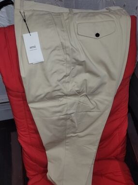 AMI Cream Beige Casual Trousers